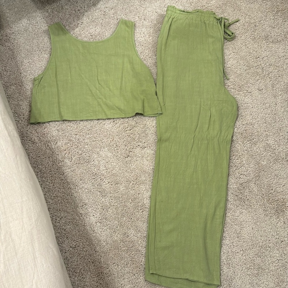 Green pant and tank set